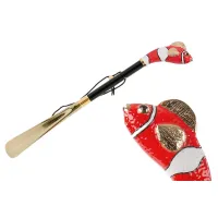 Picture A unique black shoe horn with a handle in the shape of a red fish - Pasotti