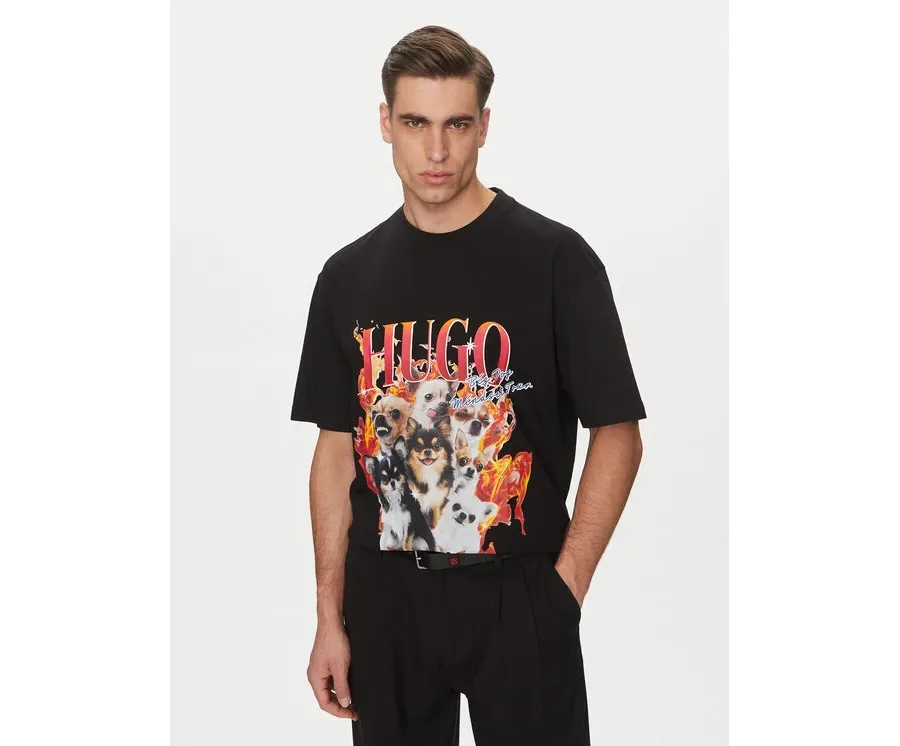 obrazek 1 HUGO T-Shirt Dugie 50538259 Czarny Oversize