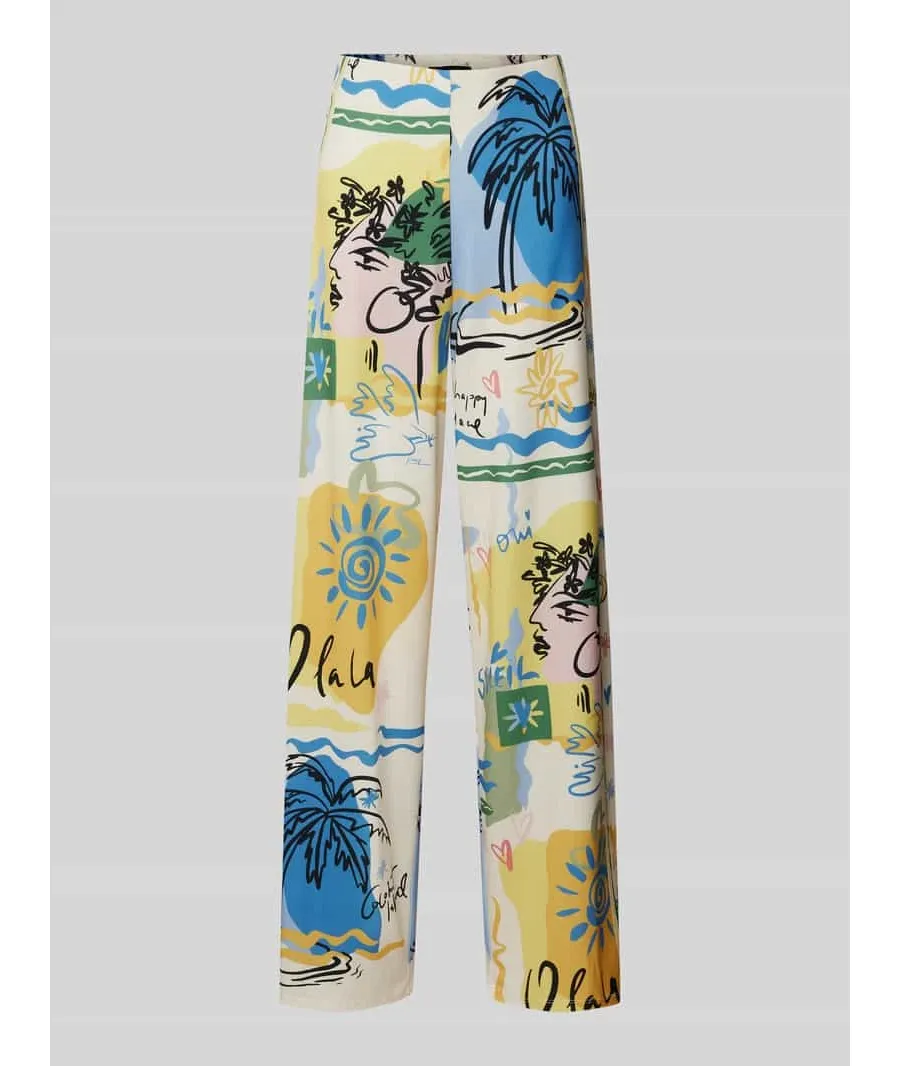 obrazek 1 Spodnie materiałowe o kroju regular fit z nadrukiem na całej powierzchni