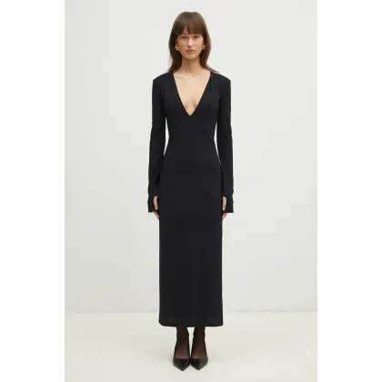 Zdjęcie MM6 Maison Margiela sukienka kolor czarny maxi dopasowana S52DG0026