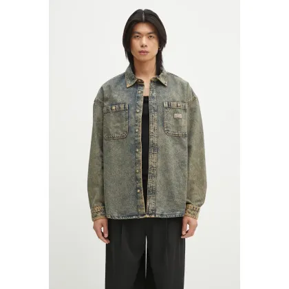 Zdjęcie Dickies kurtka jeansowa Houston Ls Shirt Yellow Fade Indigo męska kolor granatowy przejściowa DK0A4YF5K581