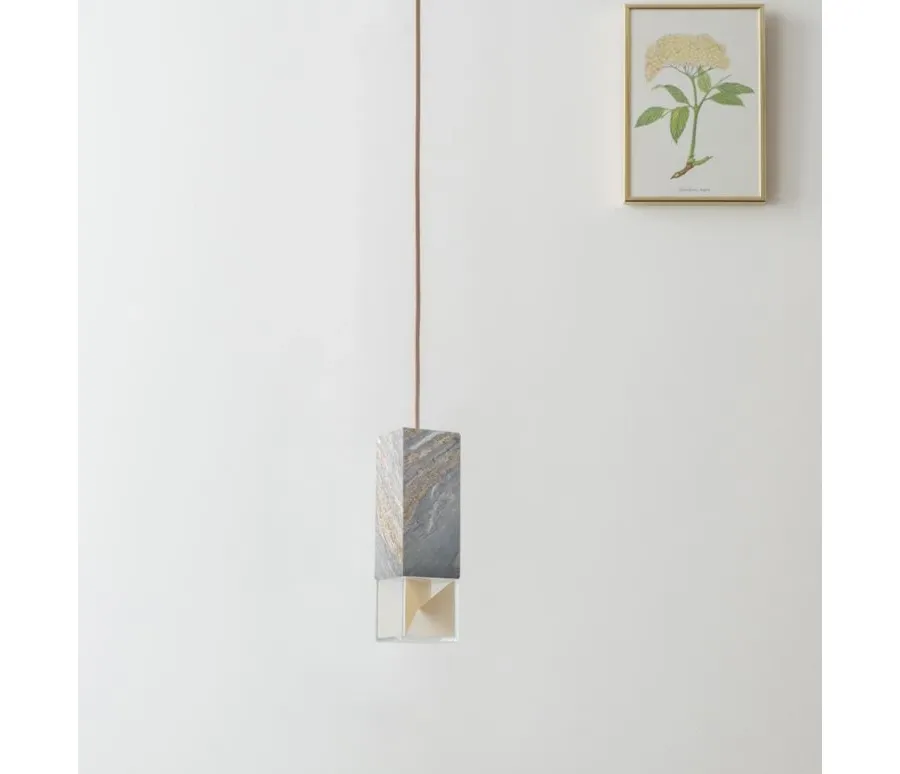 obrazek 1 Wykwintna lampa wisząca z litego marmuru Palissandro Blu Nuvolato
