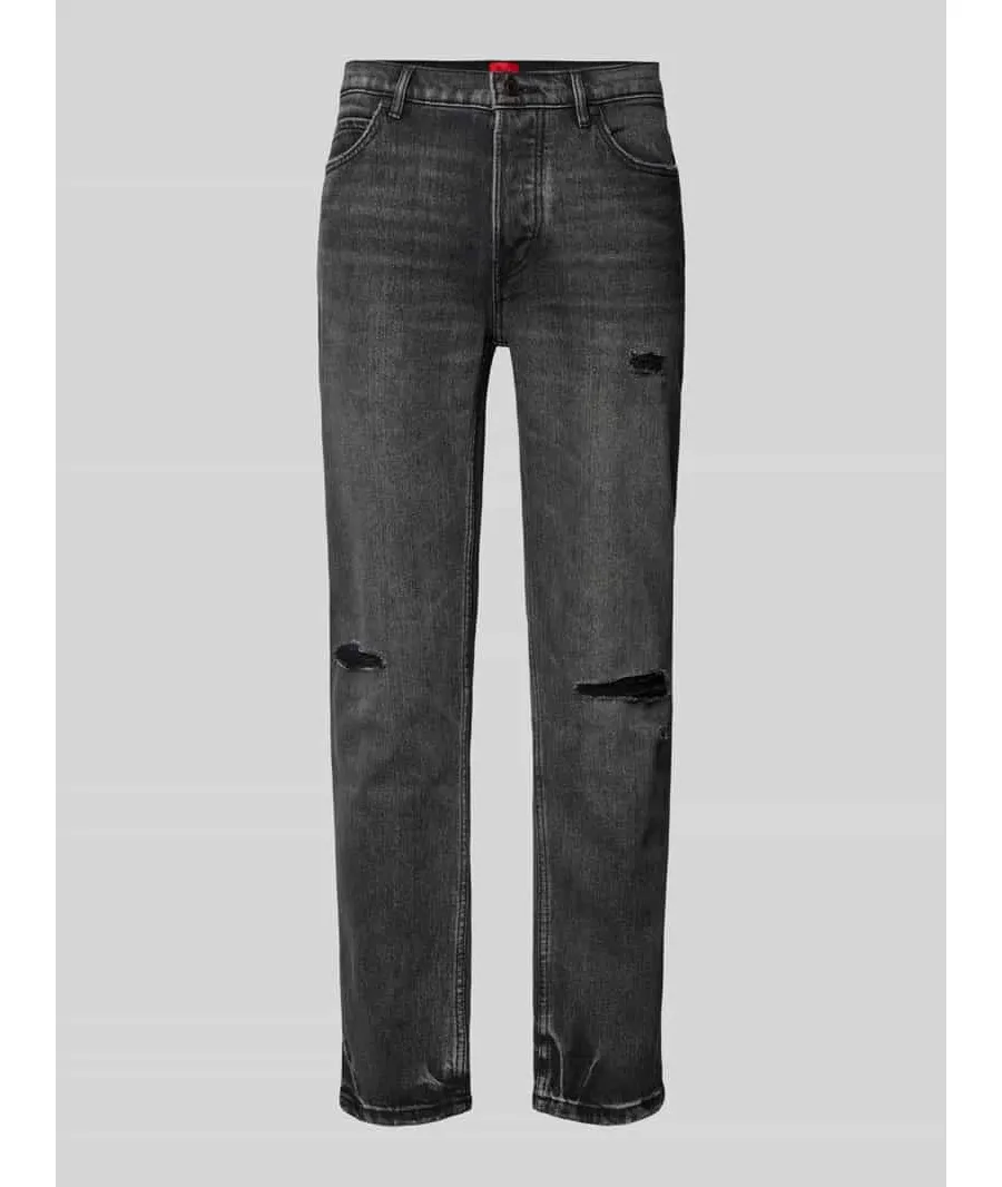 obrazek 1 Jeansy o kroju tapered fit z przetarciami model ‘HUGO 634’