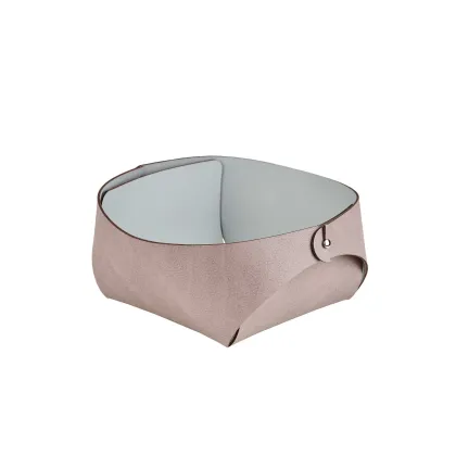 Picture Elegant leather basket, size 15x15xH7 cm, dusty pink