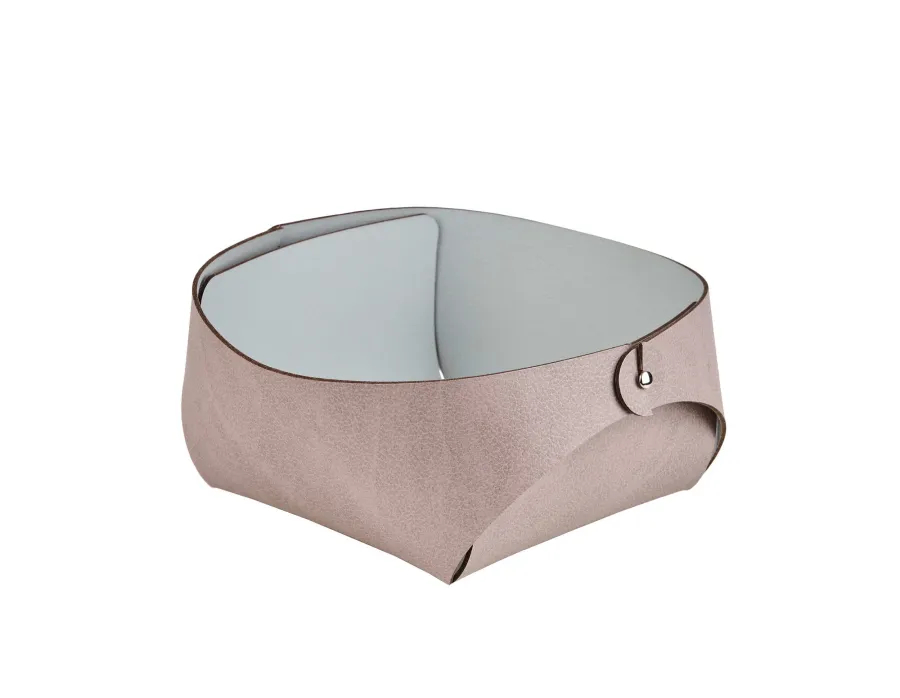 obrazek 1 Elegancki skórzany koszyk w rozmiarze 15x15xH7 cm w kolorze zgaszonego różu