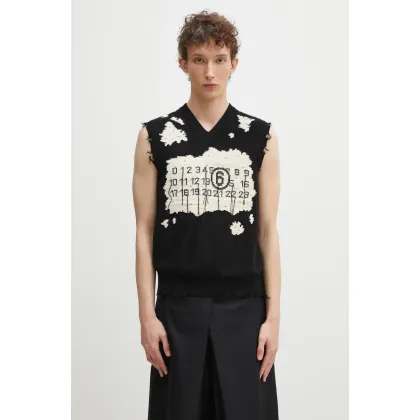 Zdjęcie MM6 Maison Margiela kamizelka bawełniana kolor czarny SH0FB0009