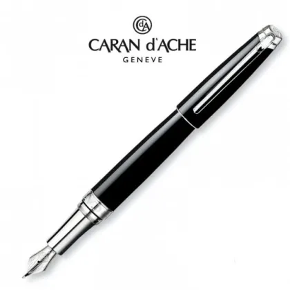 Picture Elegant EBONY BLACK fountain pen - silver plated/rhodium plated