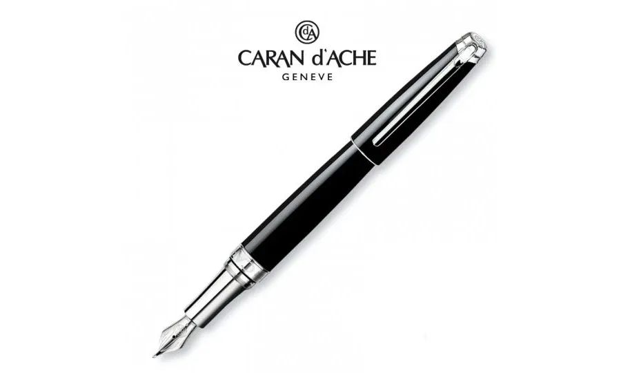 picture 1 Léman Fountain Pen - Ebony Black Silver