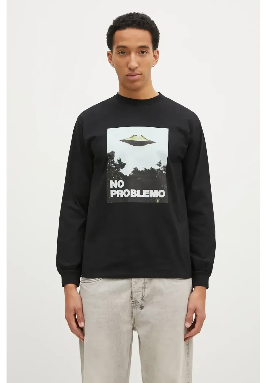 obrazek 1 No Problemo longsleeve bawełniany Visitors kolor czarny z nadrukiem NP60024.02