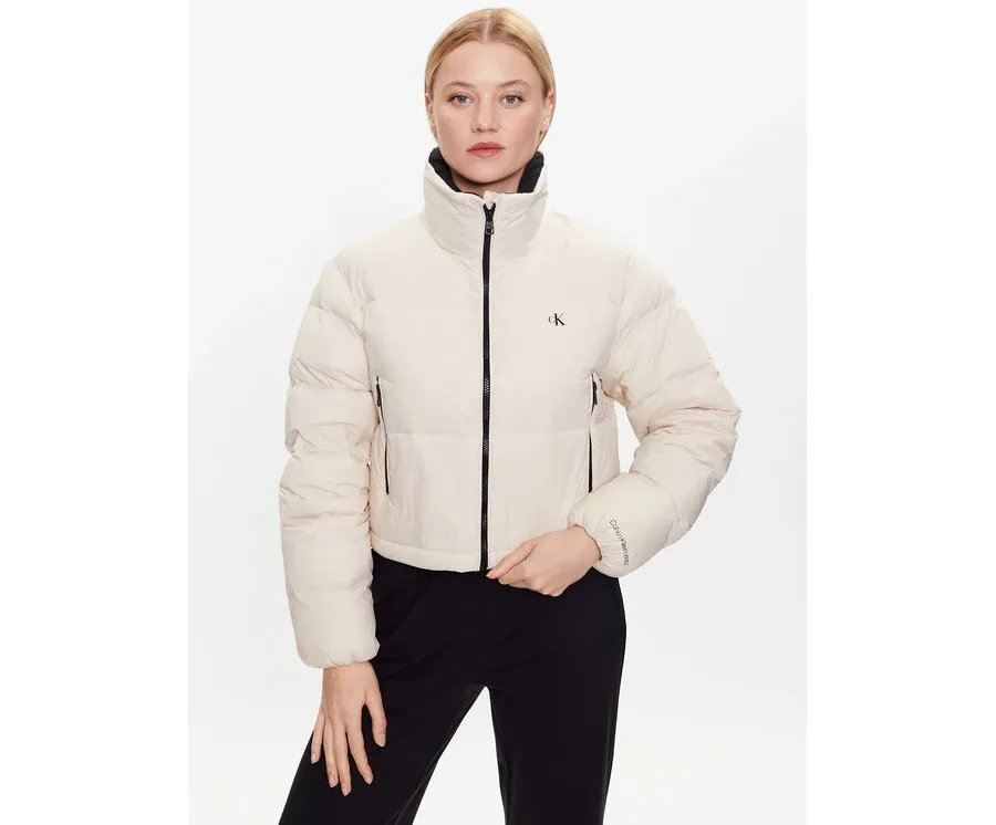 obrazek 1 Calvin Klein Jeans Kurtka puchowa J20J221649 Écru Cropped Fit