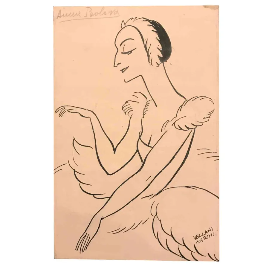 obrazek 1 Mario Vellani Marchi karykatura Anny Pavlovej (1881-1931)