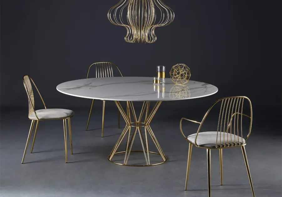 obrazek 2 Designerski stalowy stół Circus, blat ze szkła hartowanego/kamionki porcelanowej - Colico