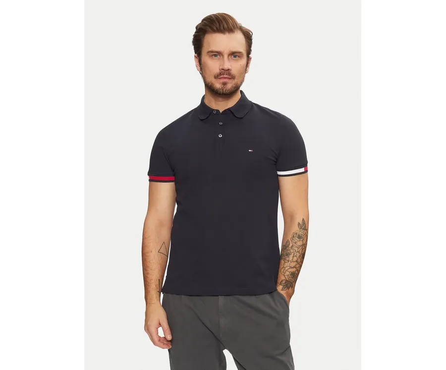 obrazek 1 Tommy Hilfiger Polo Flag Cuff MW0MW37518 Granatowy Slim Fit
