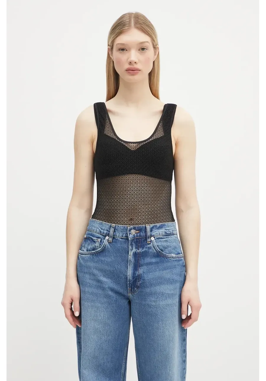 obrazek 1 Anine Bing body Alysha Bodysuit damska kolor czarny gładka A.10.10685