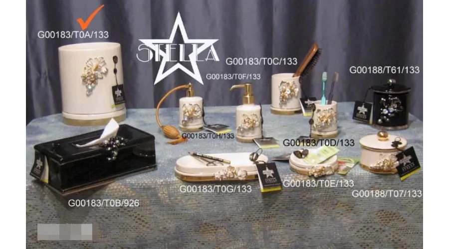 obrazek 1 Złoty beżowy koszyk ceramiczny do łazienki