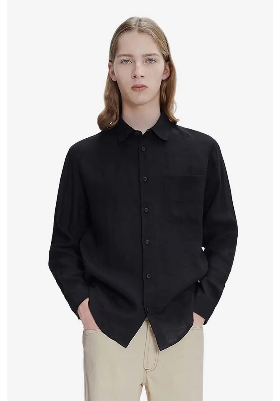 obrazek 1 A.P.C. koszula A.P.C. Chemise Cassel LIAEK-H12545 BLACK męska kolor czarny regular z kołnierzykiem klasycznym LIAEK.H12545-BLACK