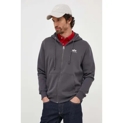 Zdjęcie Alpha Industries bluza męska kolor szary z kapturem z nadrukiem 118342.136-GreyBlack