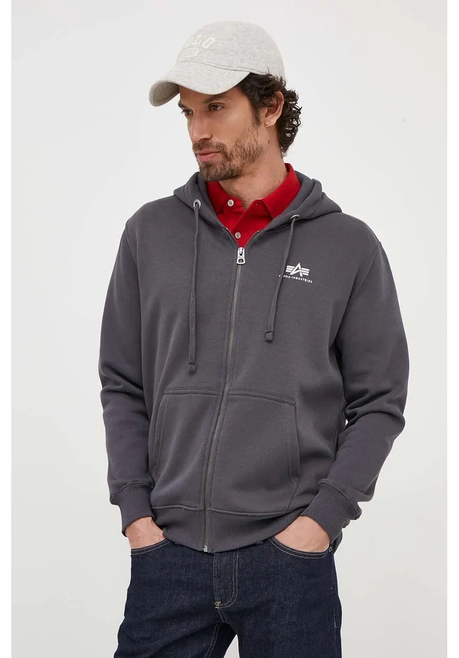 obrazek 1 Alpha Industries bluza męska kolor szary z kapturem z nadrukiem 118342.136-GreyBlack