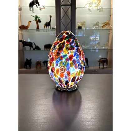 Zdjęcie Ciekawa lampka na stół w ksztalcie jajka ze szkła Murano rozmiar M