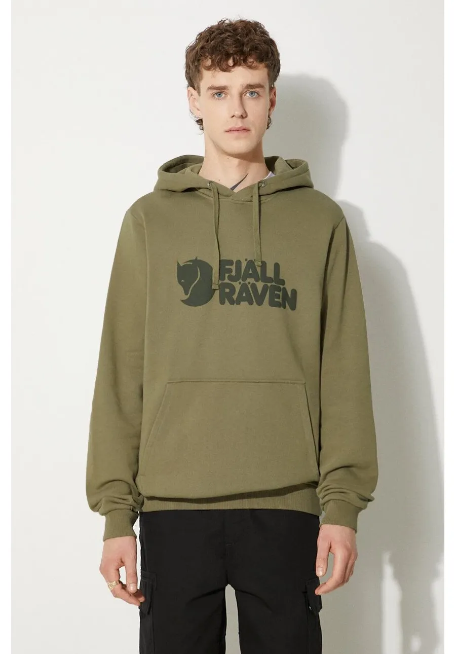 obrazek 1 Fjallraven bluza bawełniana Logo Hoodie męska kolor zielony z kapturem z nadrukiem F84144.622-622