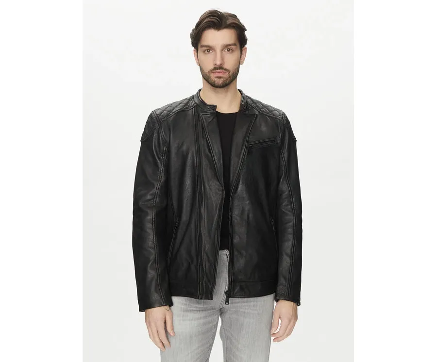 obrazek 1 Mustang Kurtka skórzana Rivo 310-24-050 Czarny Regular Fit