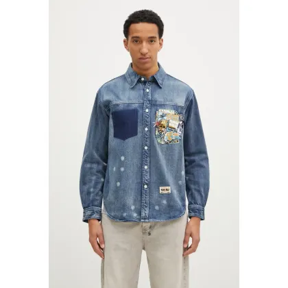 Zdjęcie Evisu koszula jeansowa “Virtual Vacation”Print męska kolor granatowy relaxed z kołnierzykiem klasycznym 2EAHTM4DL8027