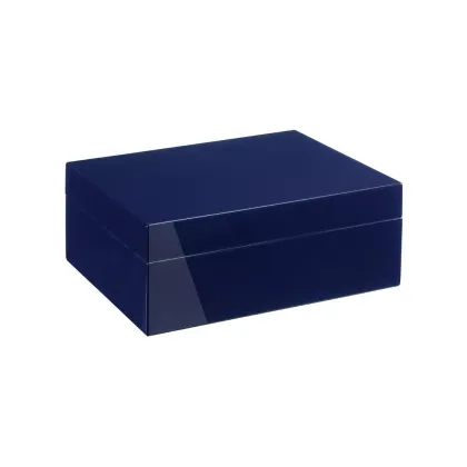 Picture Stylish navy blue cigar humidor made of cedar