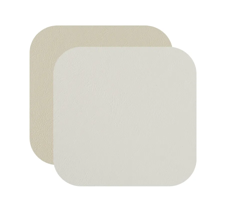 obrazek 1 Skórzana kwadratowa podkładka pod szklankę w kolorze białym i kremowym