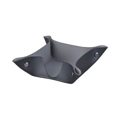 Zdjęcie Czarny pojemnik na bloczek papieru 10х10хH4 cm wykonany ze skóry