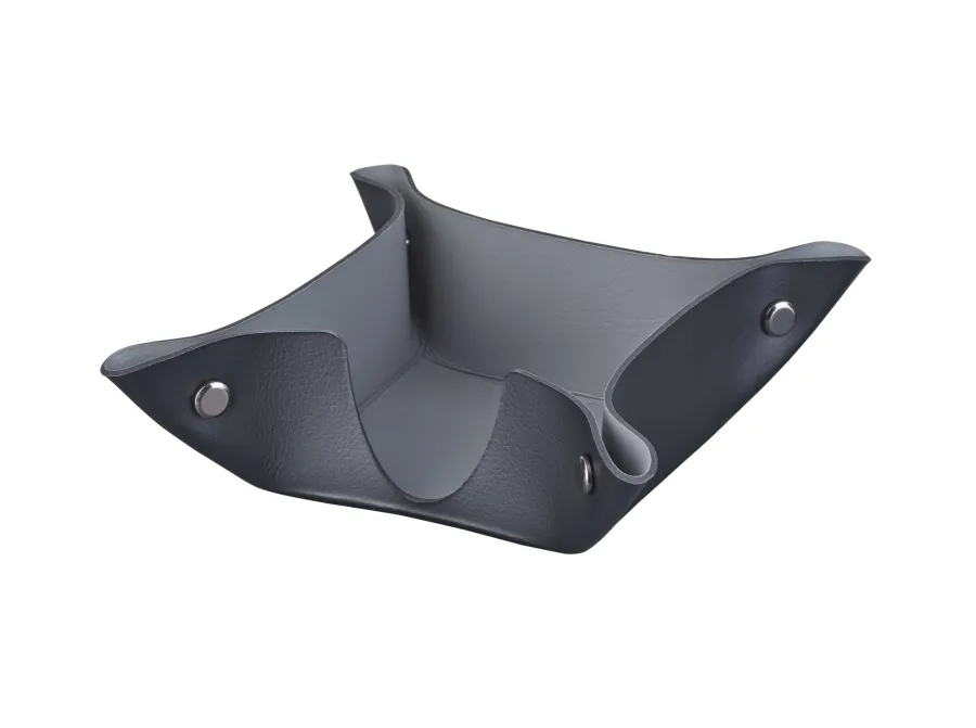 obrazek 1 Czarny pojemnik na bloczek papieru 10х10хH4 cm wykonany ze skóry