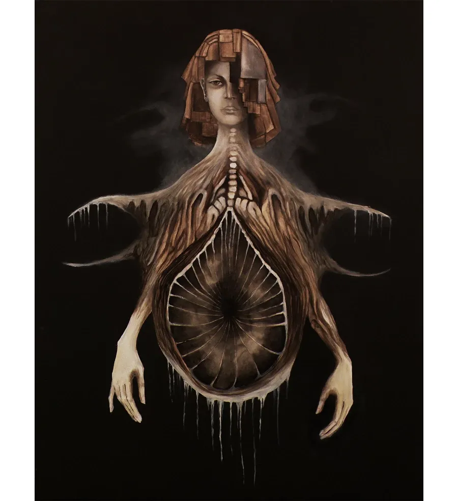 obrazek 1 "Wnętrze" obraz olejny w złotej ramie 65cm x 85 cm