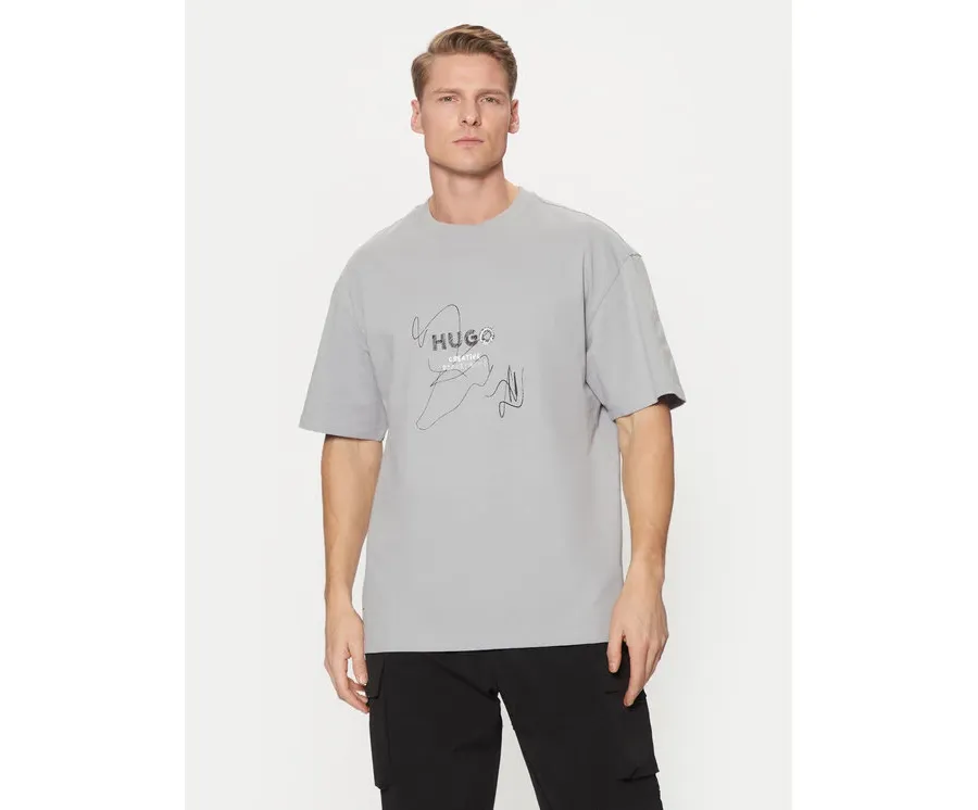 obrazek 1 HUGO T-Shirt Nabion 50530441 Szary Loose Fit