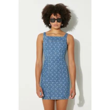 Zdjęcie Marine Serre sukienka jeansowa Moon Laser Denim Mini Dress kolor niebieski mini rozkloszowana WDR056A