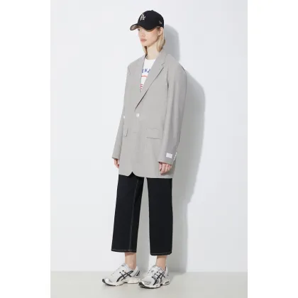Zdjęcie Kenzo marynarka wełniana Solid Kimono Blazer kolor szary jednorzędowa gładka FE52VE2469RB.96