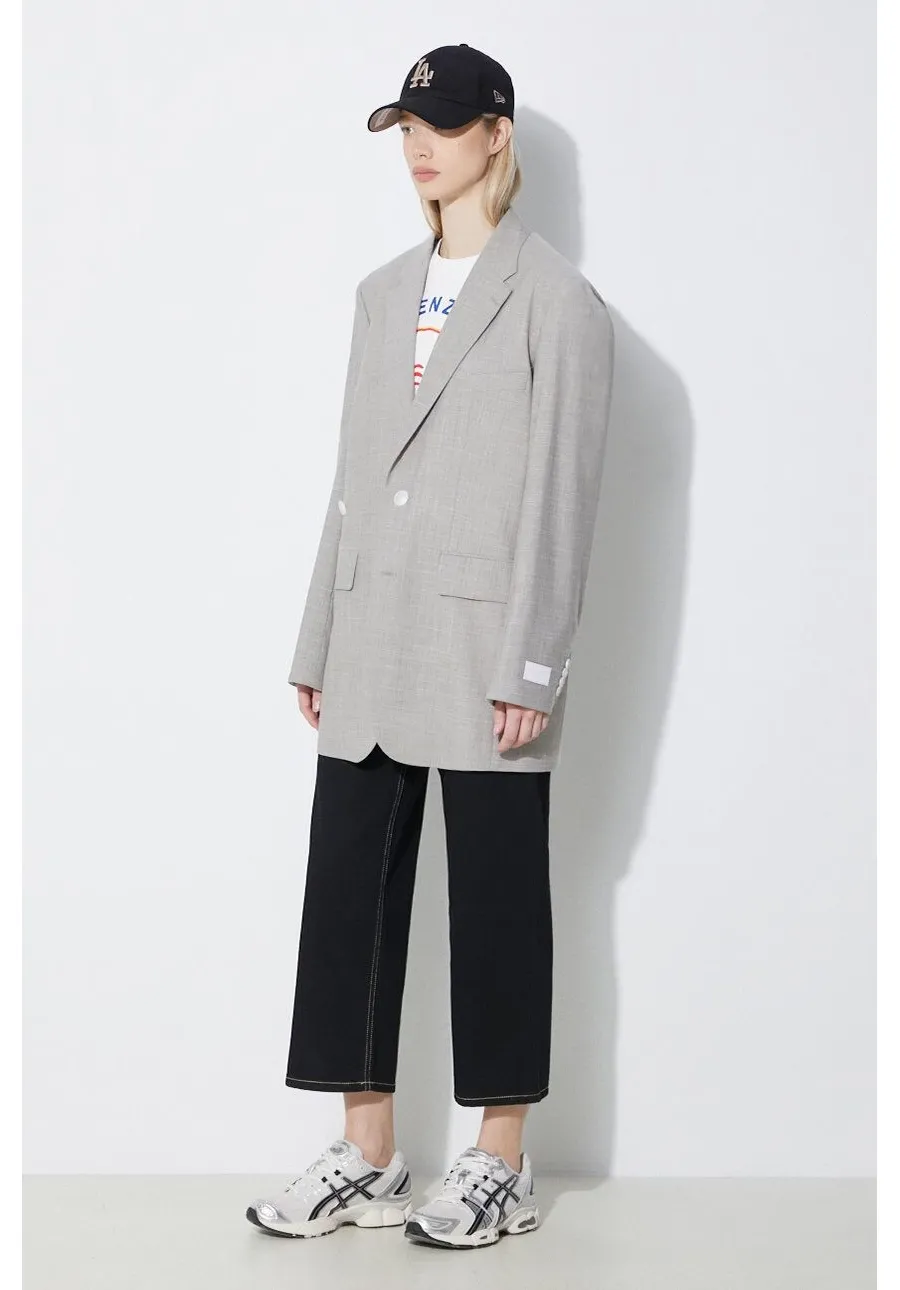 obrazek 1 Kenzo marynarka wełniana Solid Kimono Blazer kolor szary jednorzędowa gładka FE52VE2469RB.96