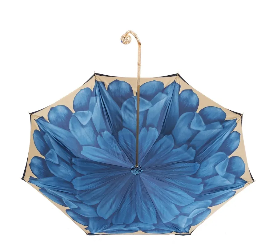 obrazek 5 Elegancki granatowy parasol damski zdobiony niebieskim motywem - Pasotti