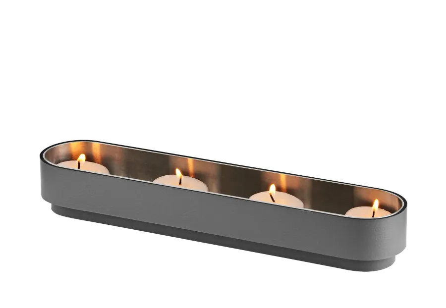 obrazek 1 Wyjątkowy skórzany uchwyt na świeczki w kolorze szarym