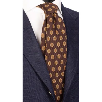 Zdjęcie Brązowy krawat dla mężczyzn z wzorem medalionu