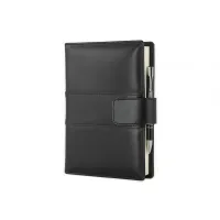 Zdjęcie Czarny notatnik skórzany z planerem dziennym i kalendarzem