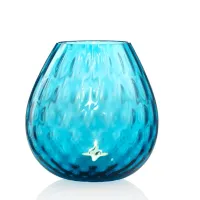 Picture Turquoise glass candle holder made of Murano glass