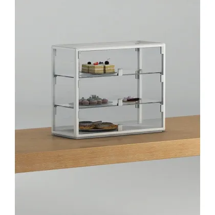 Picture Stylish counter display cabinet with two shelves and white aluminum profiles