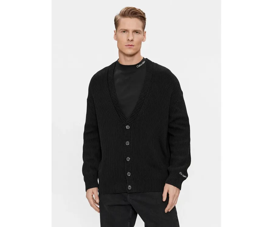 obrazek 1 Calvin Klein Jeans Kardigan J30J325066 Czarny Regular Fit