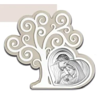 Zdjęcie Stylowa srebrna ozdoba 17,3х14,9 cm z przedstawieniem świętej rodziny