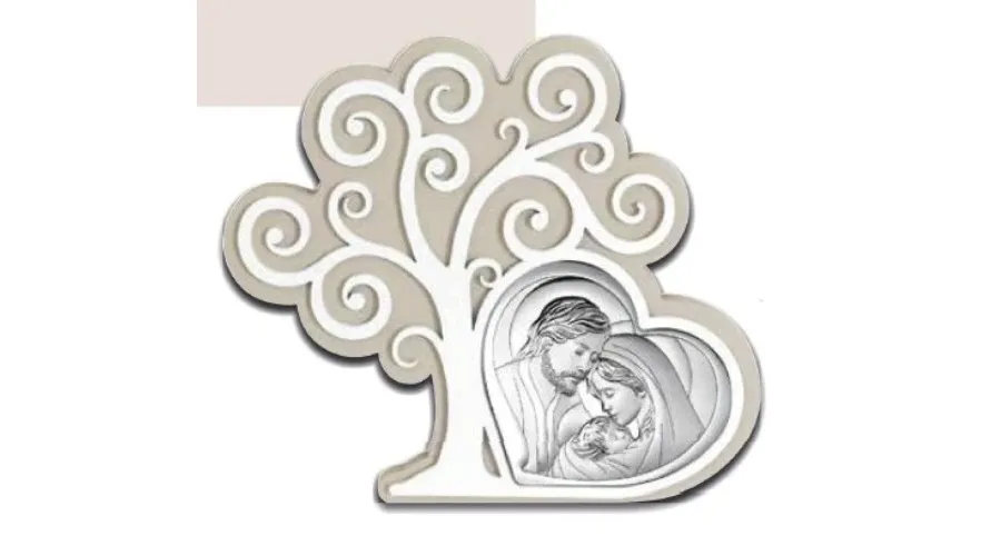 obrazek 1 Stylowa srebrna ozdoba 17,3х14,9 cm z przedstawieniem świętej rodziny