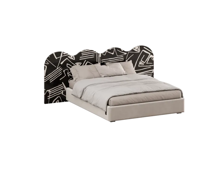 obrazek 3 Wyjątkowe łóżko z zagłówkiem zdobionym wzorem w stylu art deco