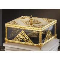 Zdjęcie Pudełko z pozłacanego brązu i szkła