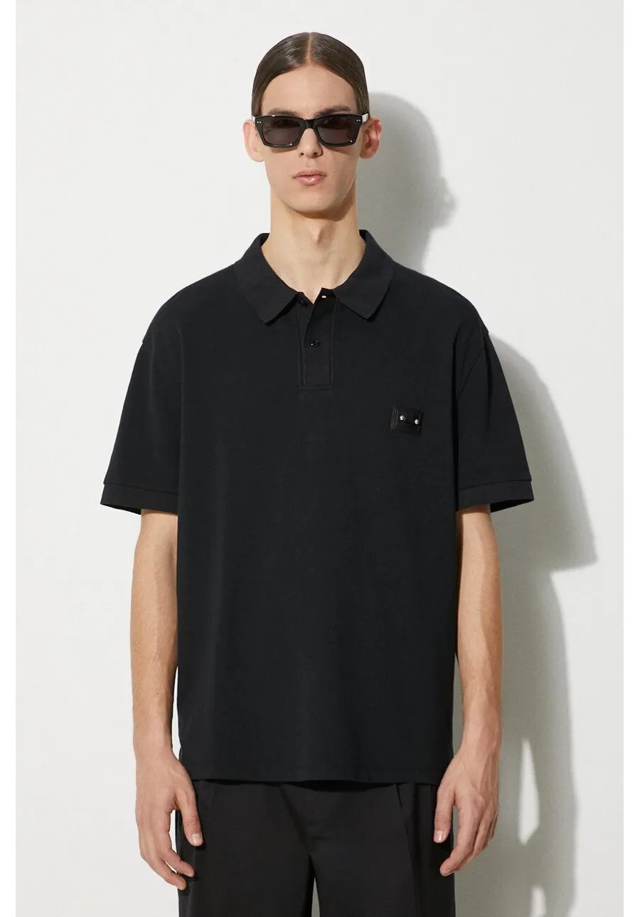 obrazek 1 Neil Barrett polo bawełniane Loose Pierced Nipple Polo kolor czarny gładki MY70223A-Y517-001N
