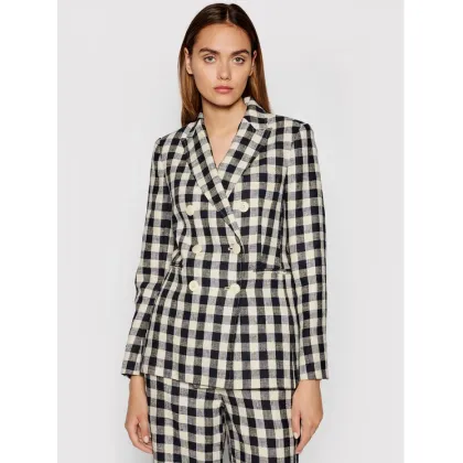 Zdjęcie Tory Burch Marynarka Linen Gingham Blazer 79846 Kolorowy Regular Fit