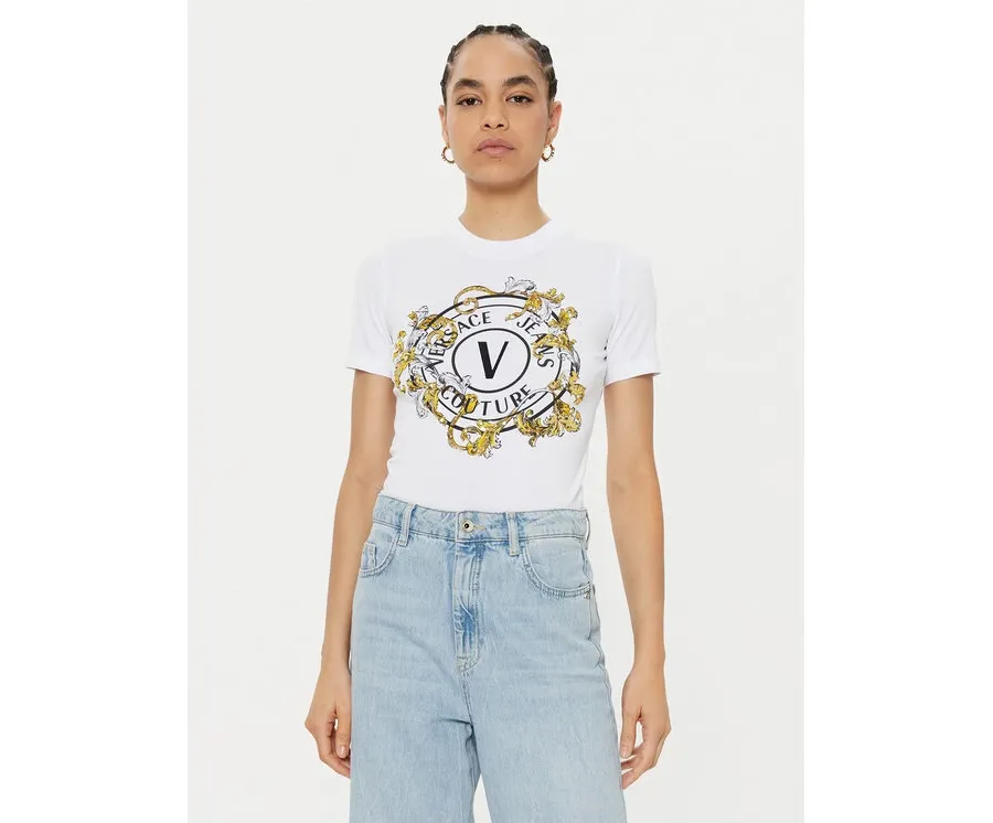 obrazek 1 Versace Jeans Couture T-Shirt 78HAHC01 Biały Regular Fit