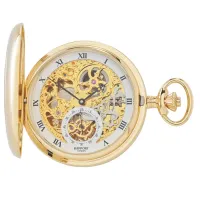 Picture Half Hunter 53mm Mechanical Pocket Watch – Gold